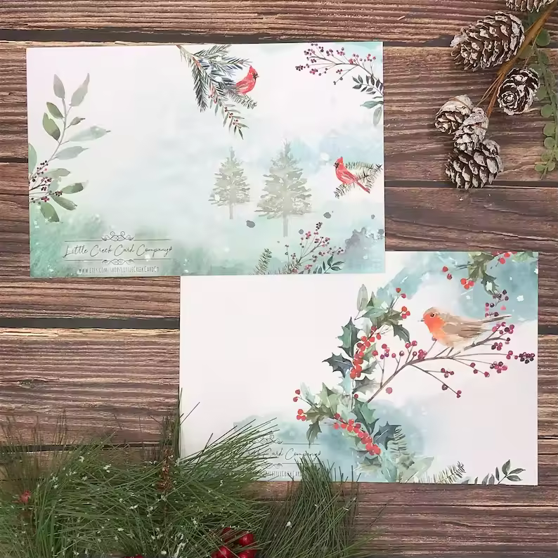 Winter Woodland Animals Christmas Cards (12 Pcs)