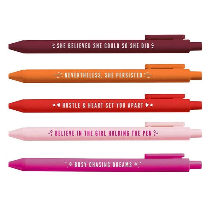 Colorful Girl Power Ballpoint Pens（Set of 5）