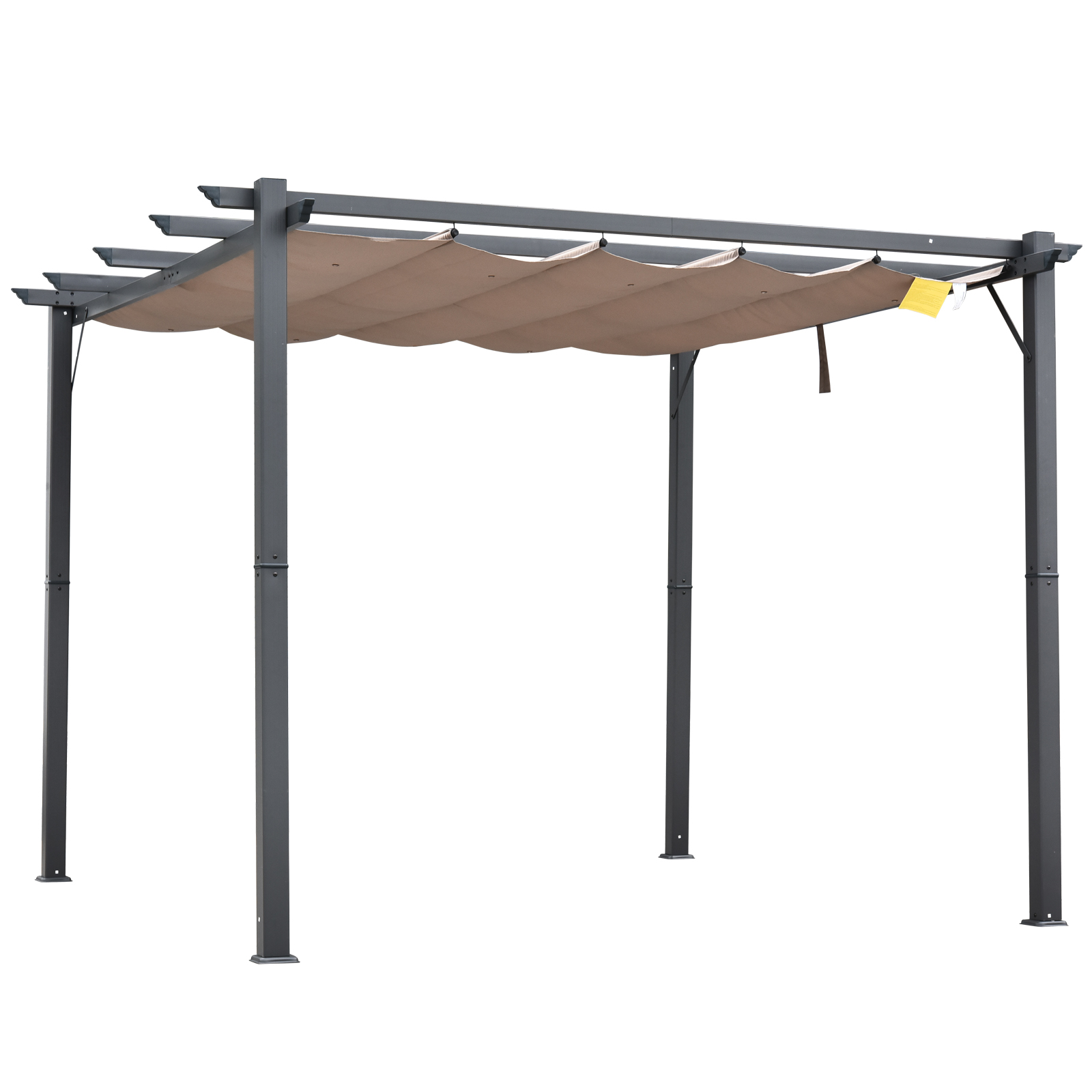 Outsunny 10' x 10' Aluminum Pergola Gazebo Garden Sunshade Retractable Canopy, Brown