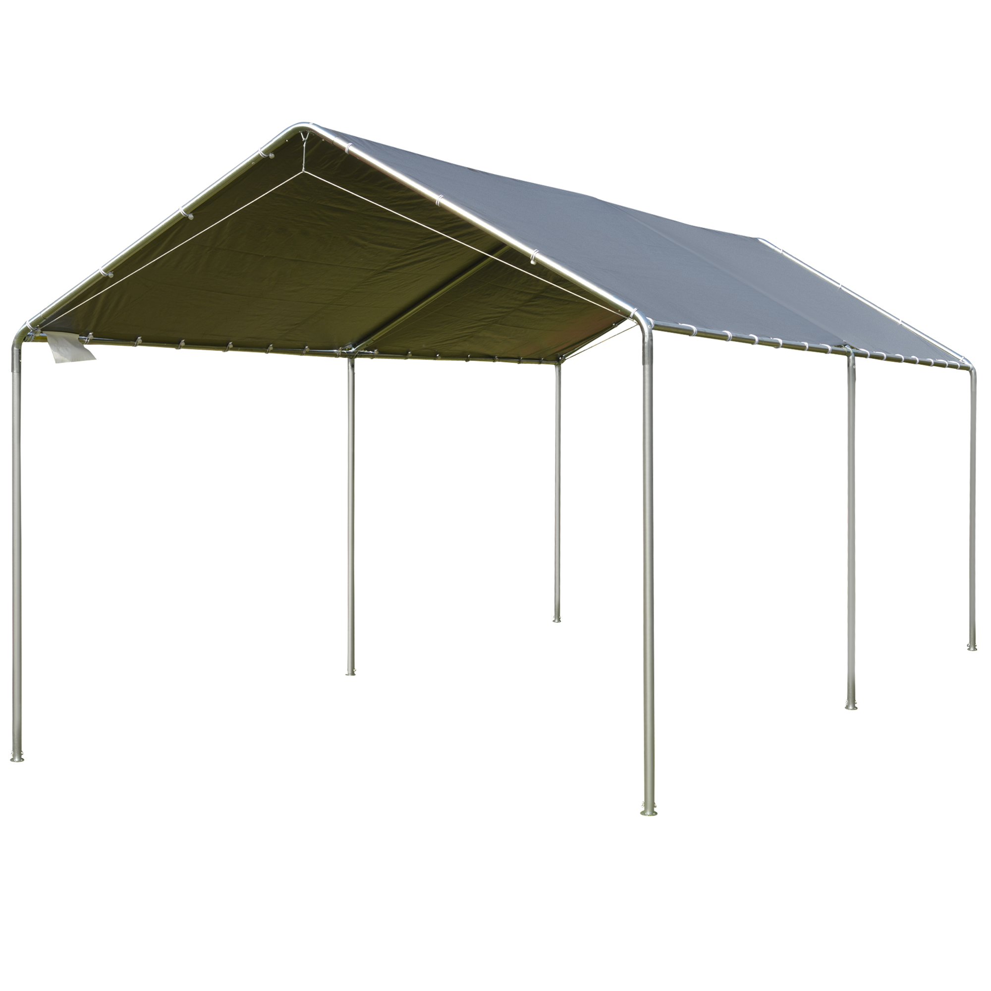 Outsunny 10' x 20' Heavy Duty Carport Awning Canopy with Included Anchor Kit & Weather-Resistant PE Roof - Grey