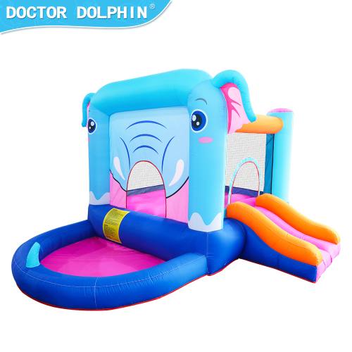 Oxford Fabric 420D+840D Blue Elephant inflatable castle bounce house slide and jumping with 350W Blower