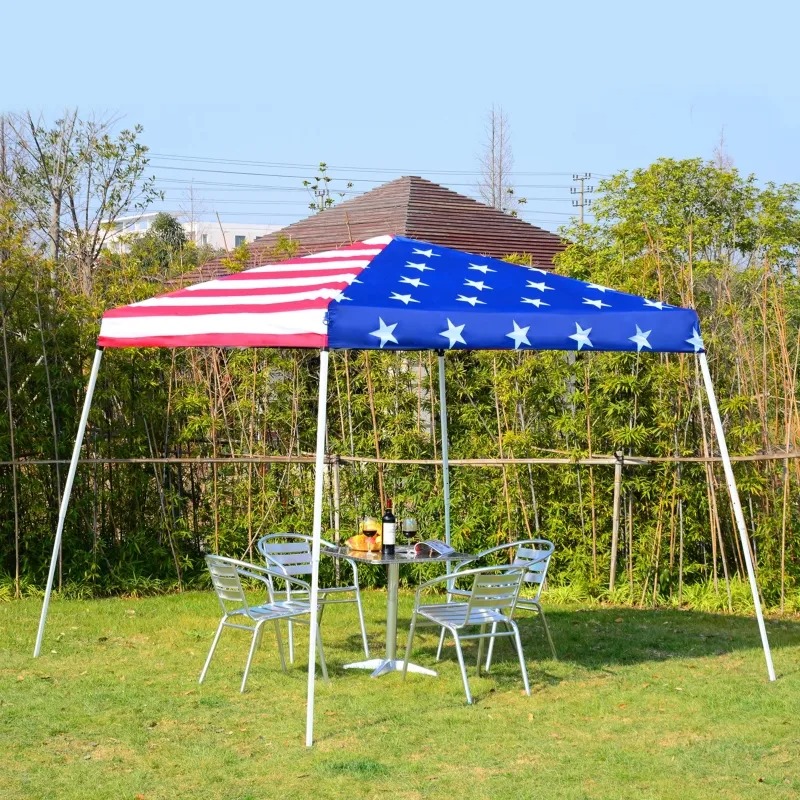 10'x 10' Outdoor Easy Pop Up Canopy Event Tent with Slanted Legs - American Flag Print