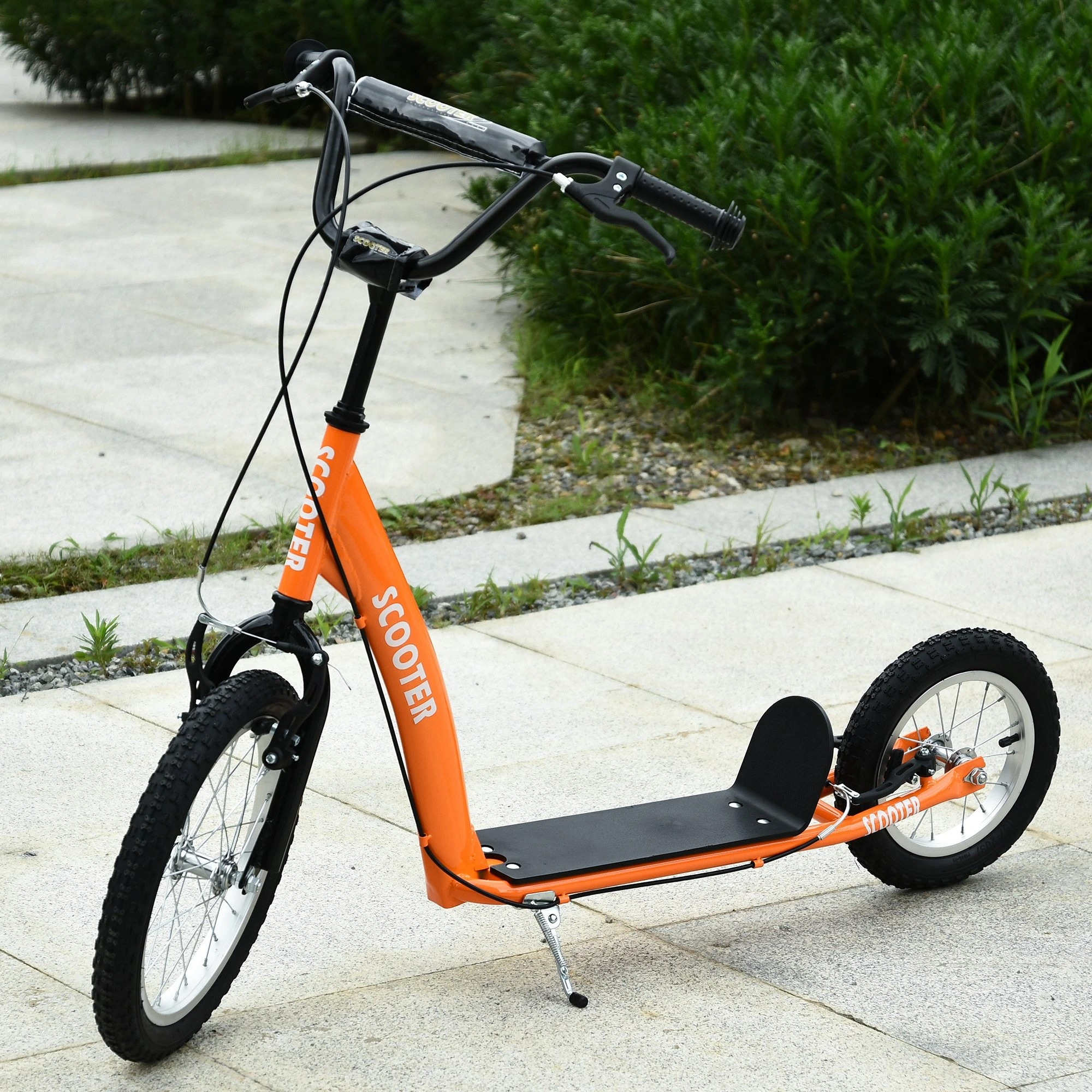 Youth Scooter Kick Scooter for Kids 5+ with Adjustable Handlebar Front and Rear Dual Brakes Inflatable Wheels, Orange
