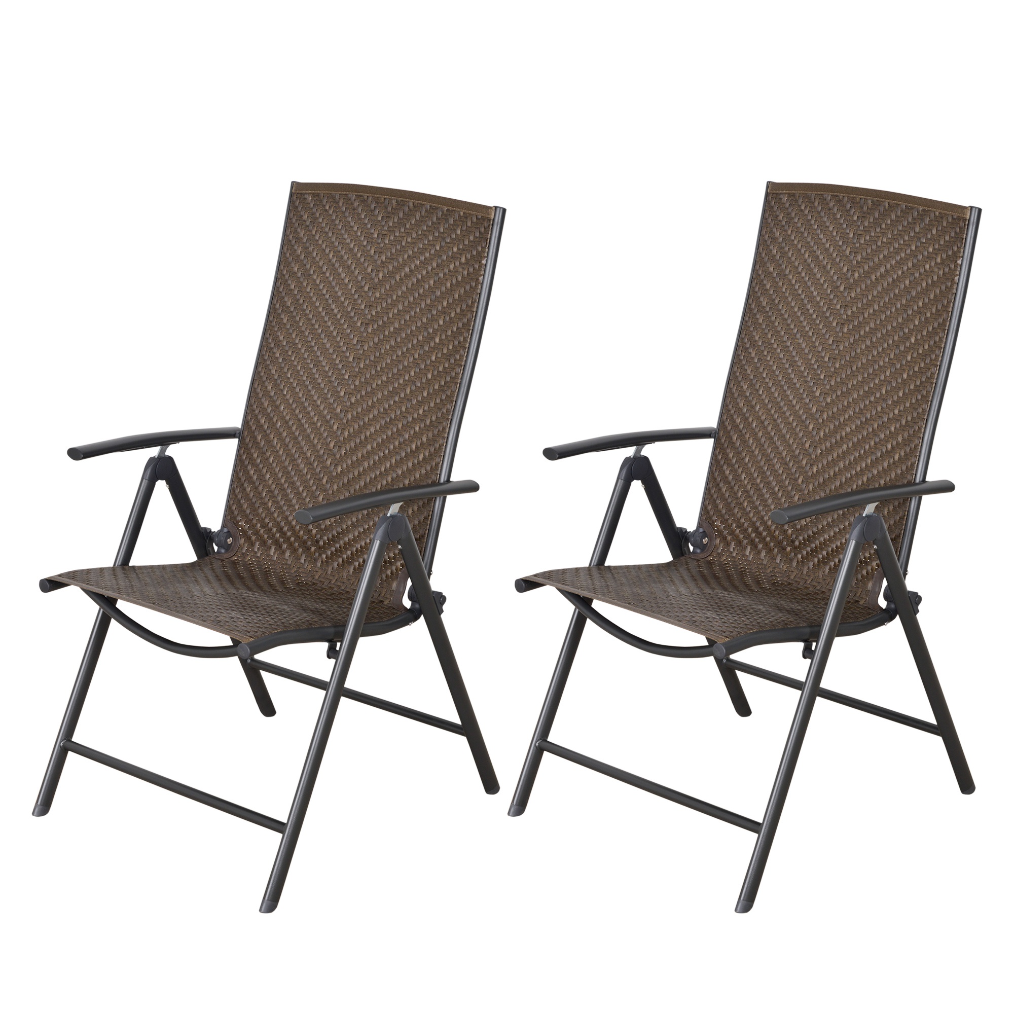 2-Piece PE Rattan Wicker Patio Recliner Set with Folding Design, Quality Steel Frame & All-Weather Build, Grey