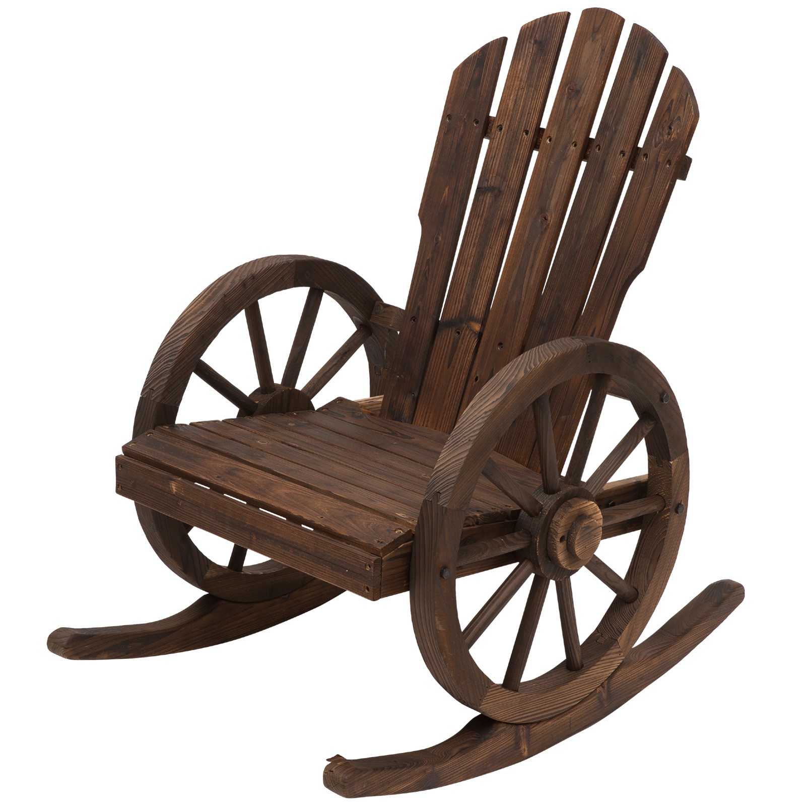 Outsunny Vintage Wooden Outdoor Rocking Chair with Timeless Relaxing Homey Design Wheel Armrest & All-Weather Fir Wood