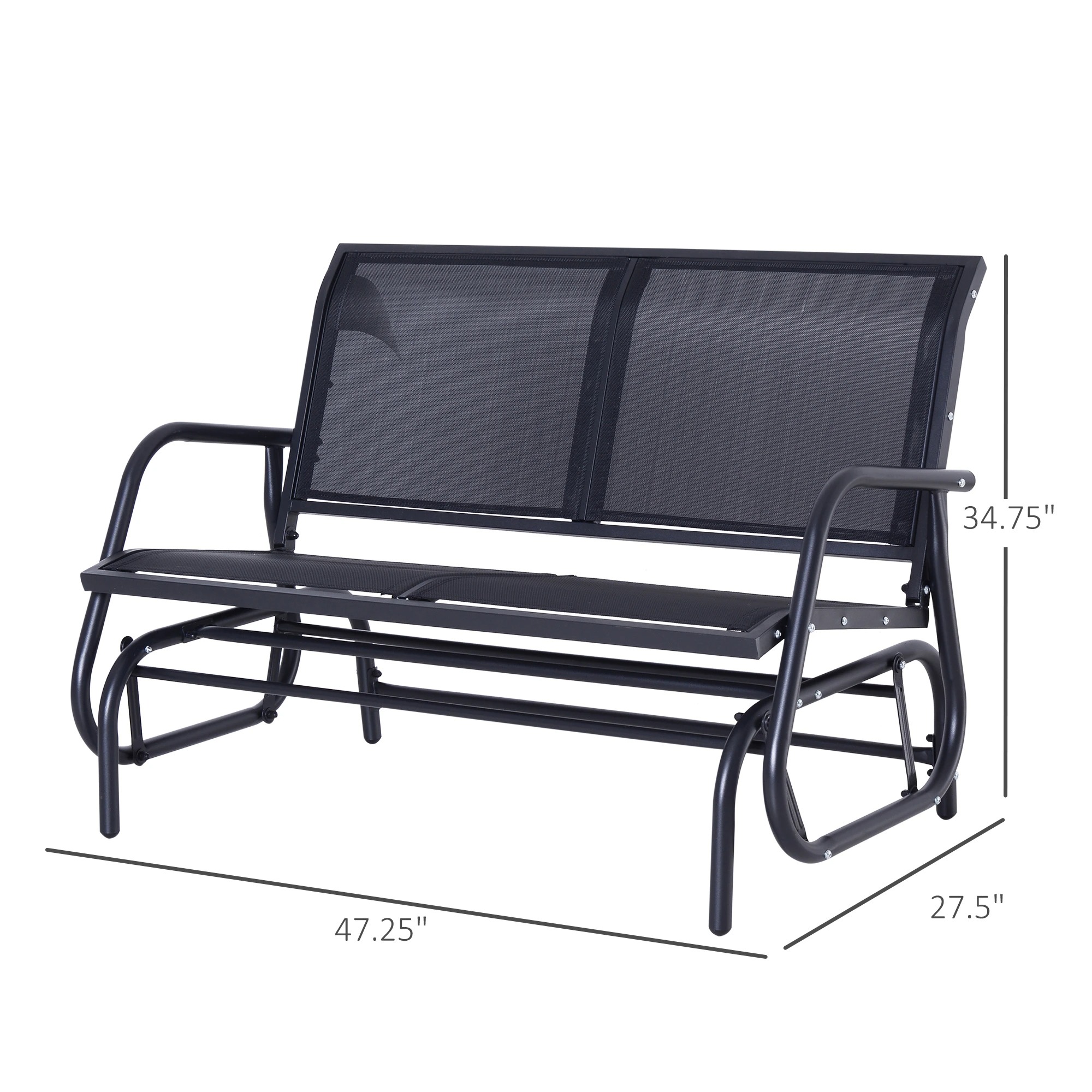 Outsunny Furniture Sling Fabric Outdoor Double Glider Rocking Chair Bench - Dark Grey