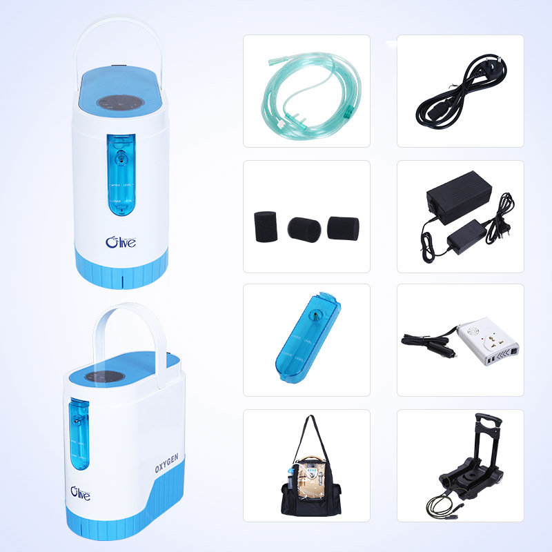 Mini concentrateur d'oxygène portable olv-c1 usage médical, faible bruit  moins de 40db, débit 1-5l/min, batterie de secours OPTEX