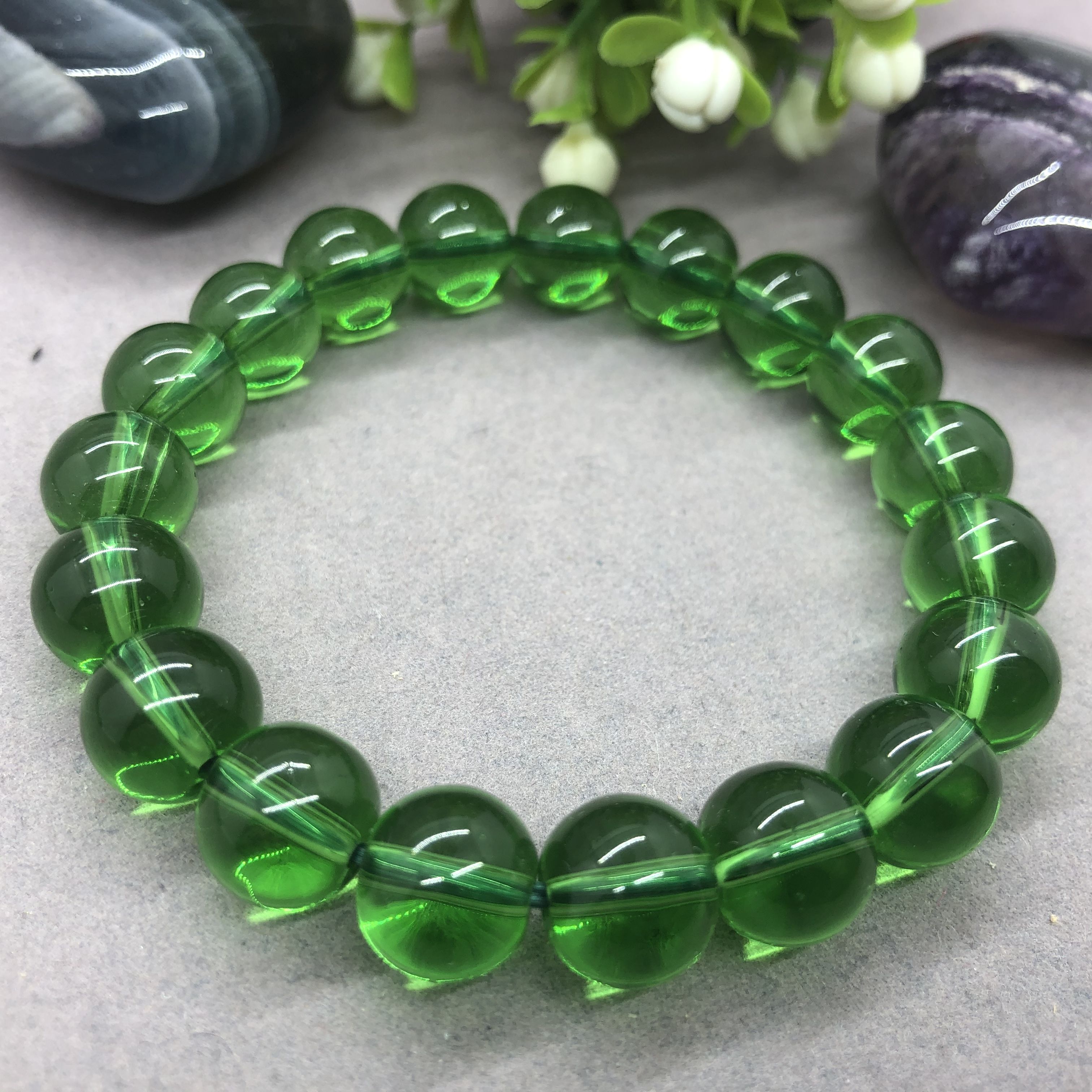 green crystal bead bracelet