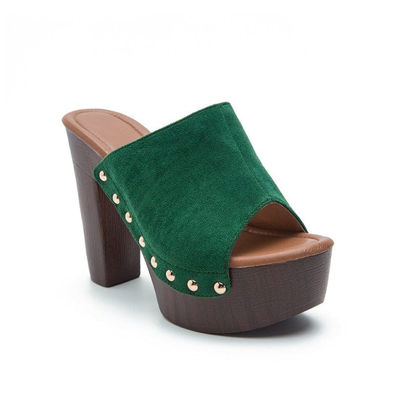Open-toe Chunky Heel Sandals Clogs-BETTERSHOES