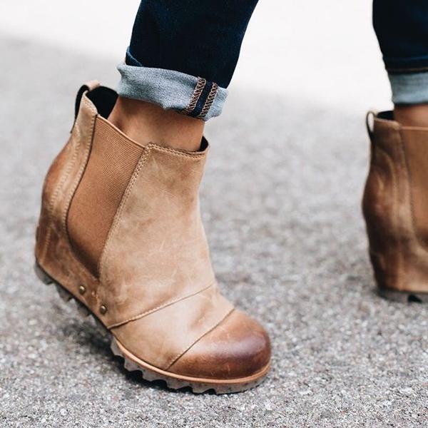 slip on wedge booties