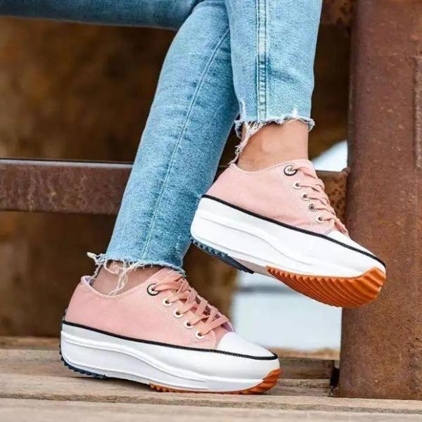 Women's Lace-up Flats Flat Heel Sneakers-BETTERSHOES