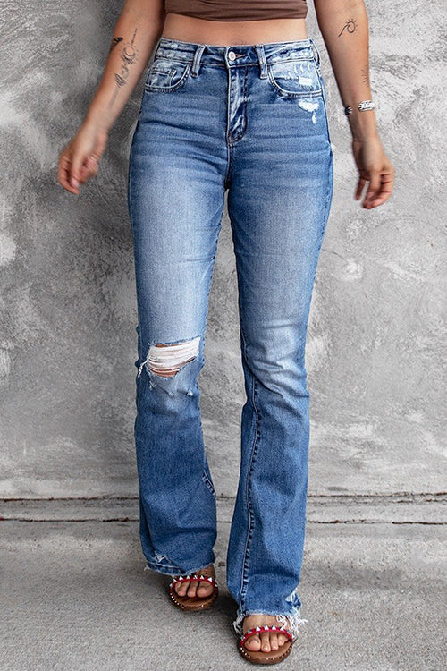 Sadie Distressed Flare Jeans-BETTERSHOES