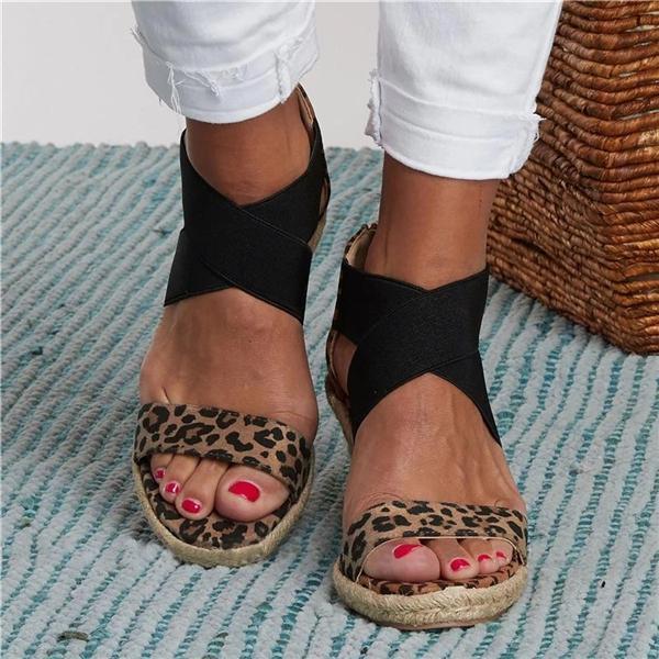 Women Round Toe High Heel Wedge Casual Sandals-BETTERSHOES