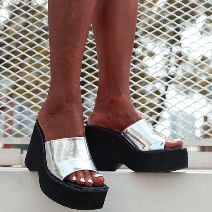 Minimalist Wedge Slide Sandals-BETTERSHOES