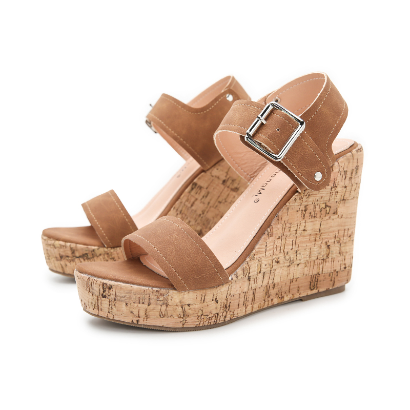 Women Fashion Ankle Buckle Wedge Sandals-BETTERSHOES