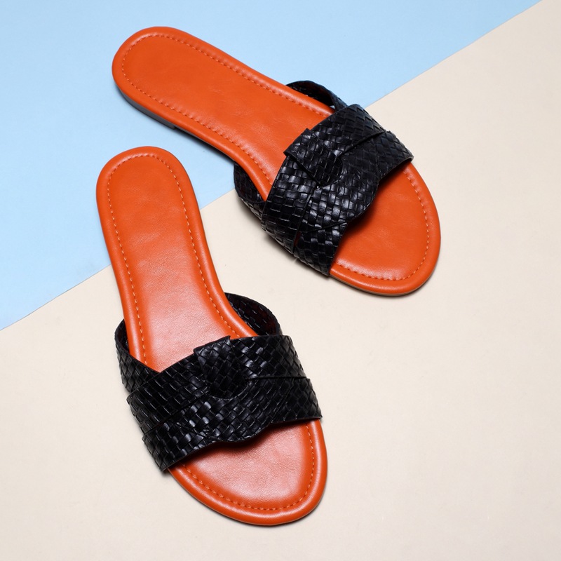Ladies Weave Pattern Flat Slippers Sandals-BETTERSHOES