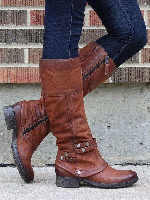 Women Casual Daily Zipper Mid-Calf Boot Shoes-BETTERSHOES
