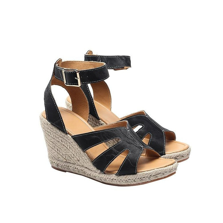 Slope with Buckle High Heeled Sandals-BETTERSHOES