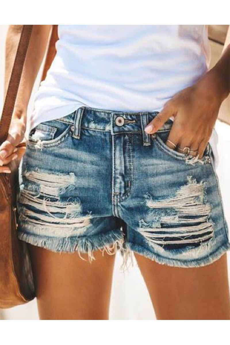 Fashion Regular Waist Hole Casual Jeans-BETTERSHOES