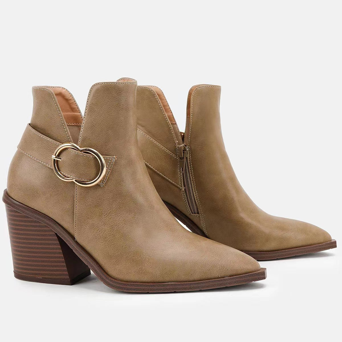 Chunky Heel Pointed Toe Chelsea Boots-BETTERSHOES