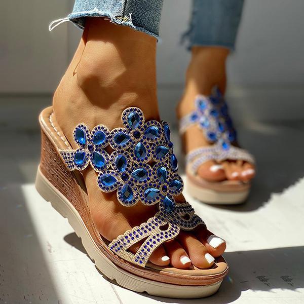 Women Studded Platform Wedge Casual Slingback Sandals-BETTERSHOES