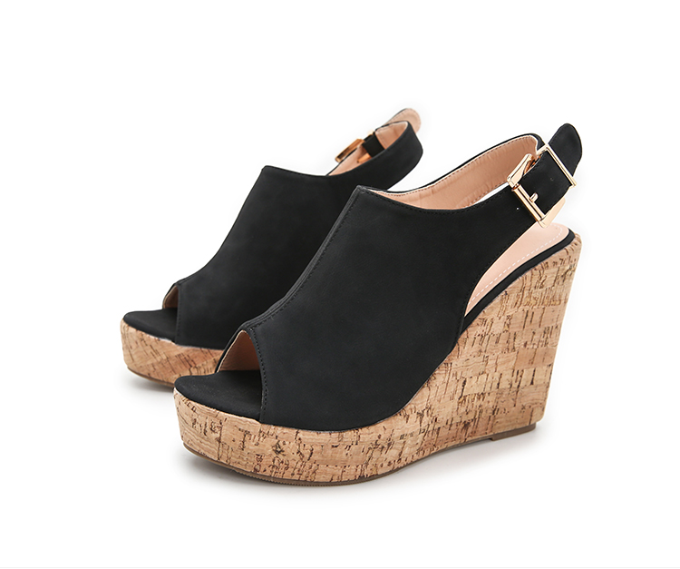 Women Slip-on  Ankle Buckle Wedge Sandals-BETTERSHOES
