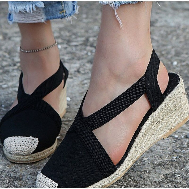 Women Wedges Shoes Slip On Closed Toe Espadrille Platform Sandals-BETTERSHOES