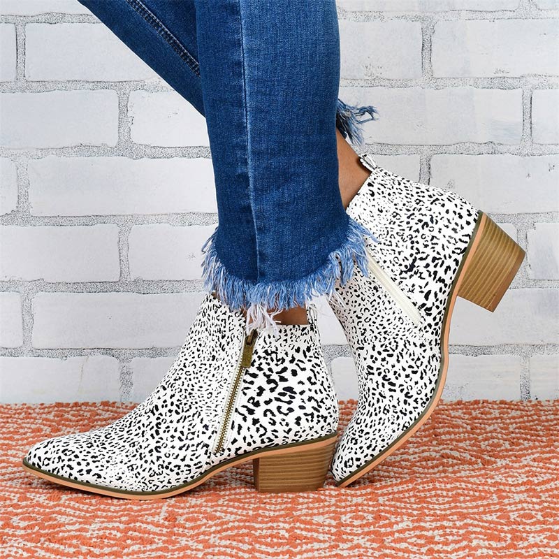 Zipper Thick Heel Ankle Boots-BETTERSHOES