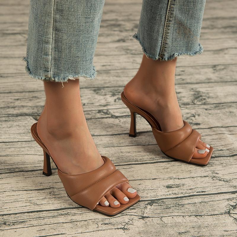 Stitch Detail Heeled Sandals-BETTERSHOES