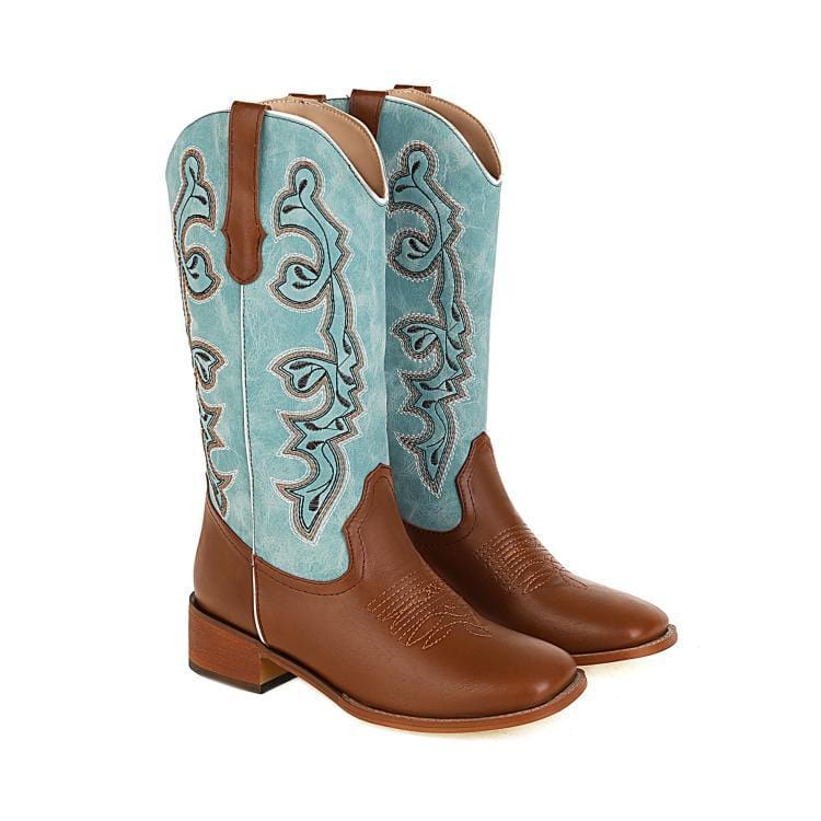 Western Embroidered Cowboy Boots-BETTERSHOES