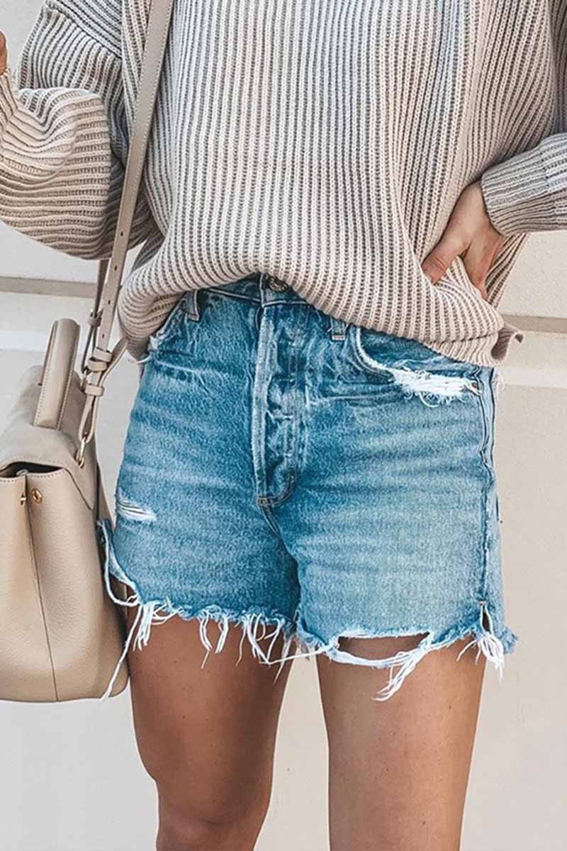 Casual Bibbed Jeans Shorts-BETTERSHOES