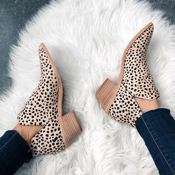 Women Cut-out Ankle Leopard Booties-BETTERSHOES
