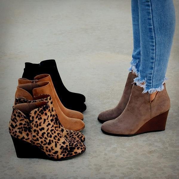 womens solid wedge ankle boots