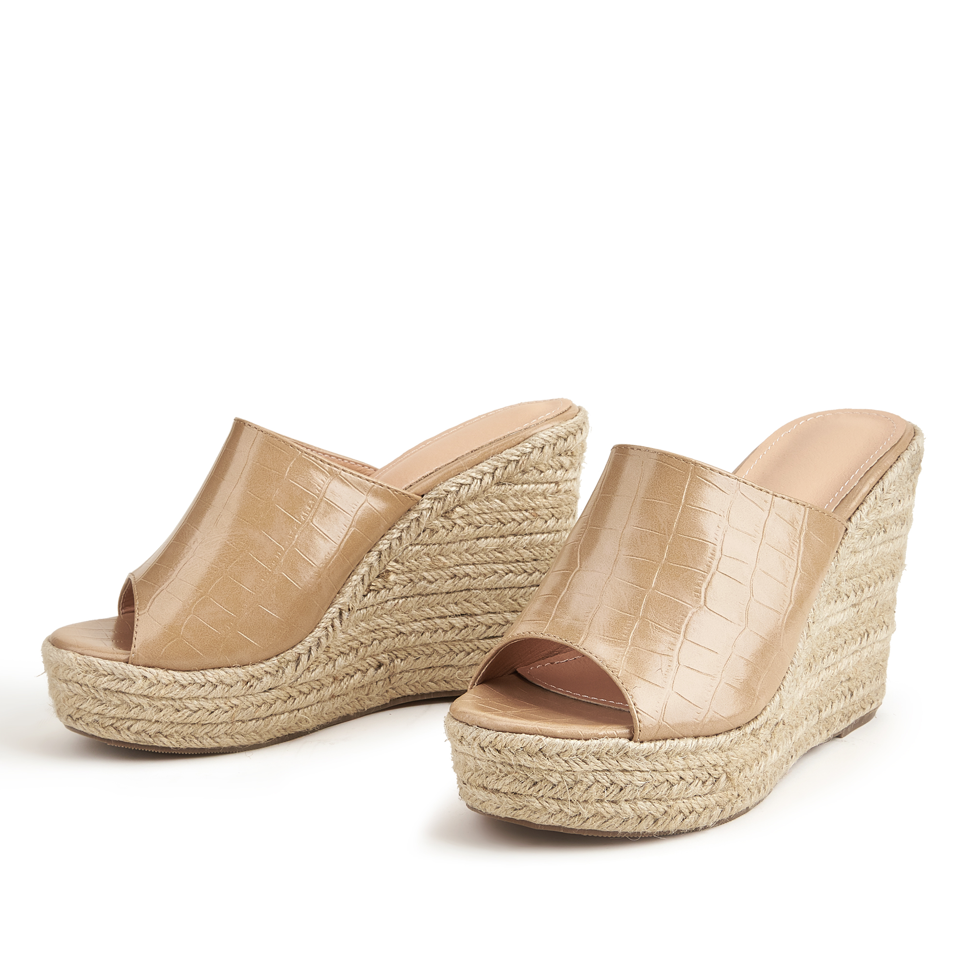 Ladies Fish Mouth Rope Woven Wedge Slippers-BETTERSHOES