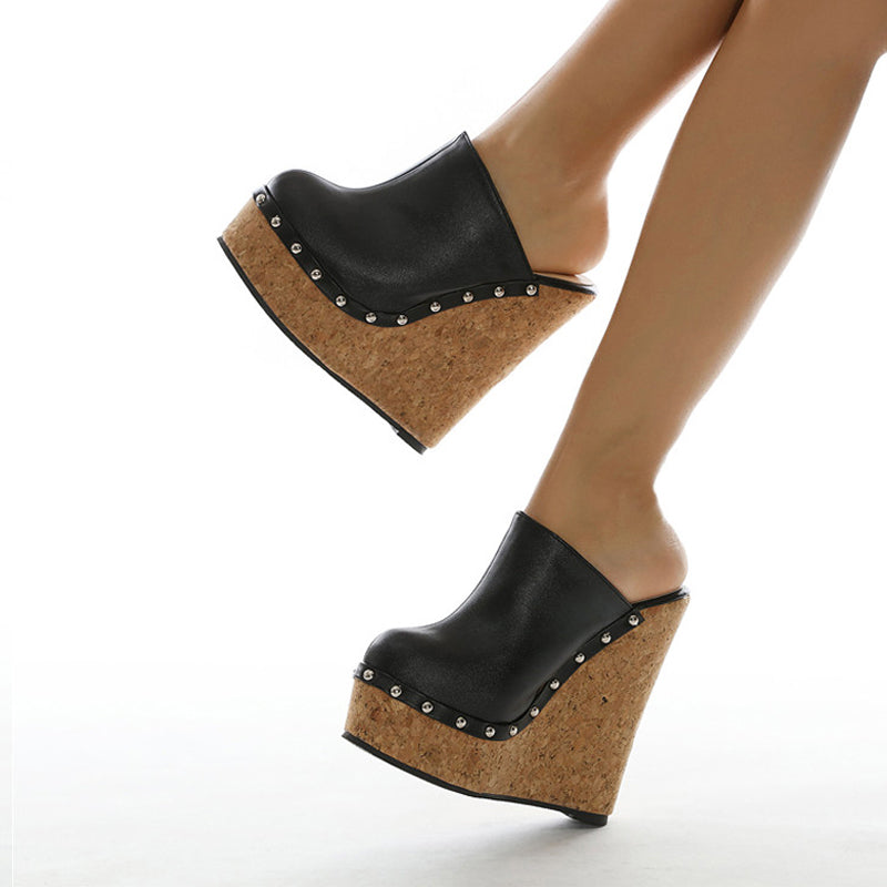 Women's Platform Wedge With Rivets