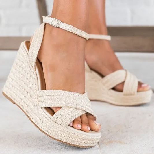 Natural Jute Espadrille Wedges