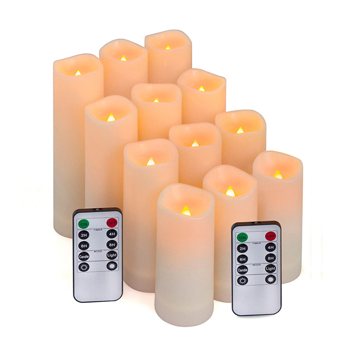Resin Candles with Remote Timer Waterproof Outdoor Indoor Candles (Made of Plastic)