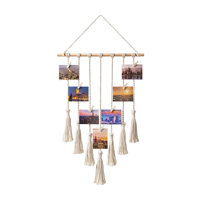 Photo Display Macrame Wall Hanging Pictures Cards holder Boho Christmas Decor Home Chic Ornament