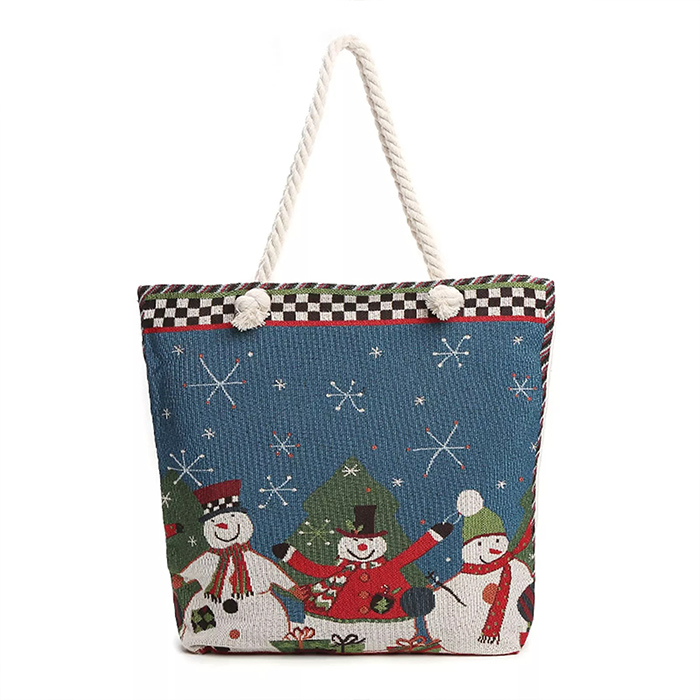 Christmas handbag handbag with snowman pattern snowman shopping shoulder bag canvas.