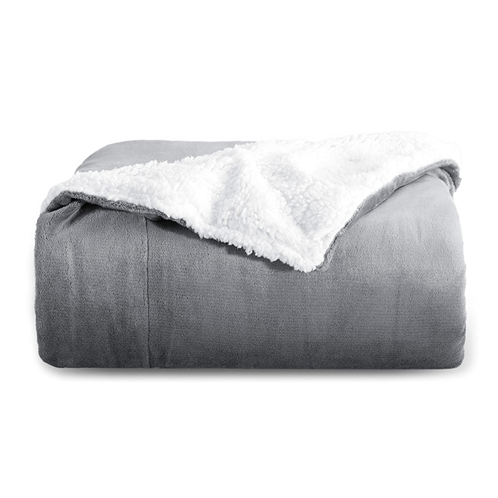 Bedsure Sherpa Fleece Blankets Twin Size - Grey Thick Fuzzy Warm Soft Twin Blanket for Bed