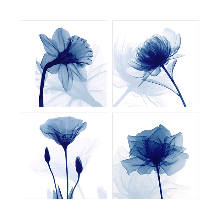 Blue Flower Modern Abstract Paintings Floral Pictures Canvas Wall Art