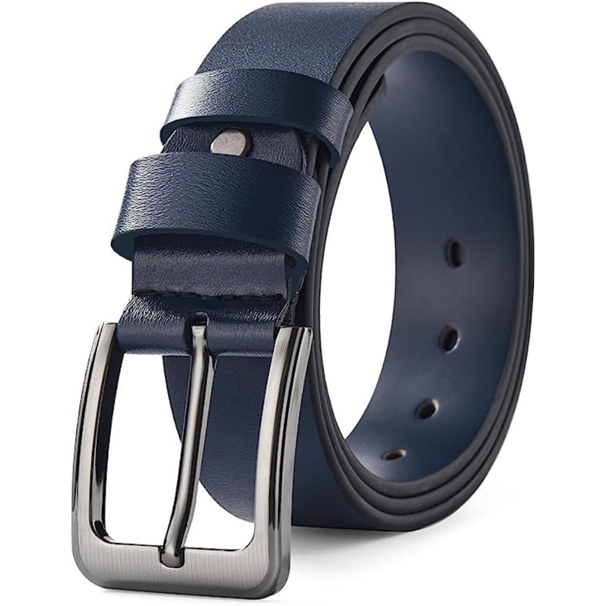 Mens Black Leather Belt with 38mm Alloy Buckle for Work Dress