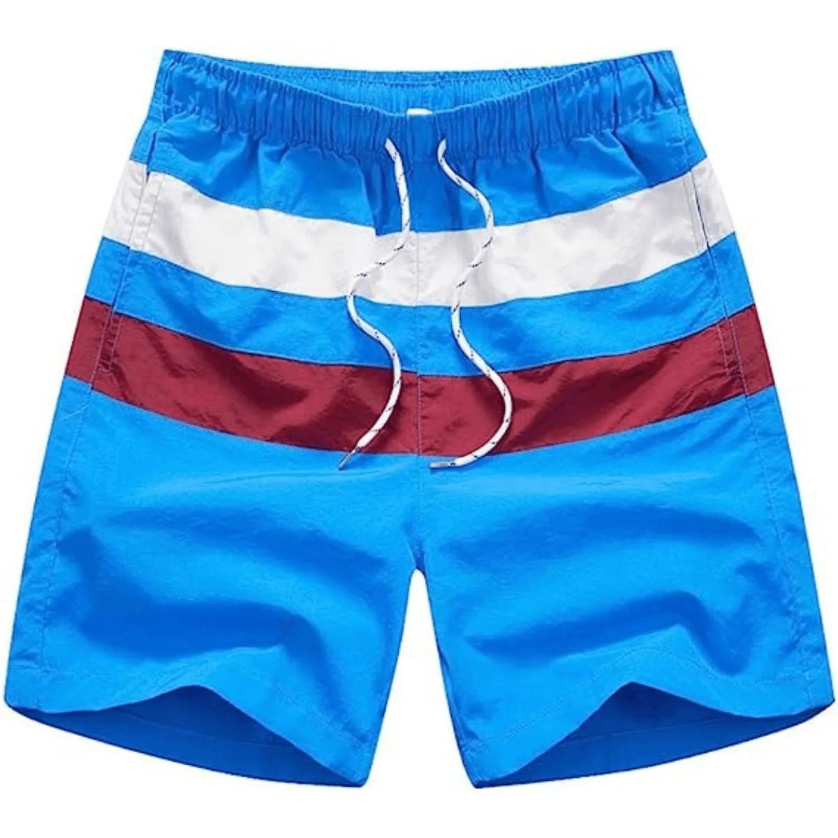 Men's Swimming Trunks Striped with Adjustable Drawstring