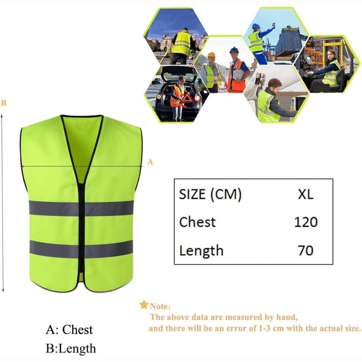 Car Breakdown Vest Washable Emergency Vest for Drivers Workers