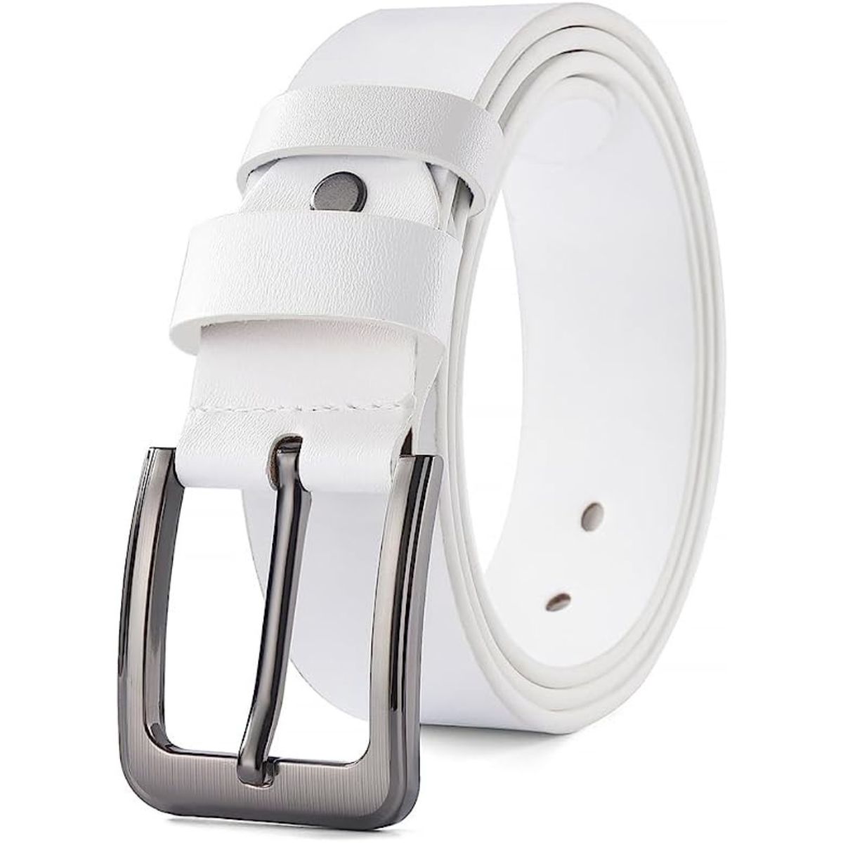 Mens Black Leather Belt with 38mm Alloy Buckle for Work Dress