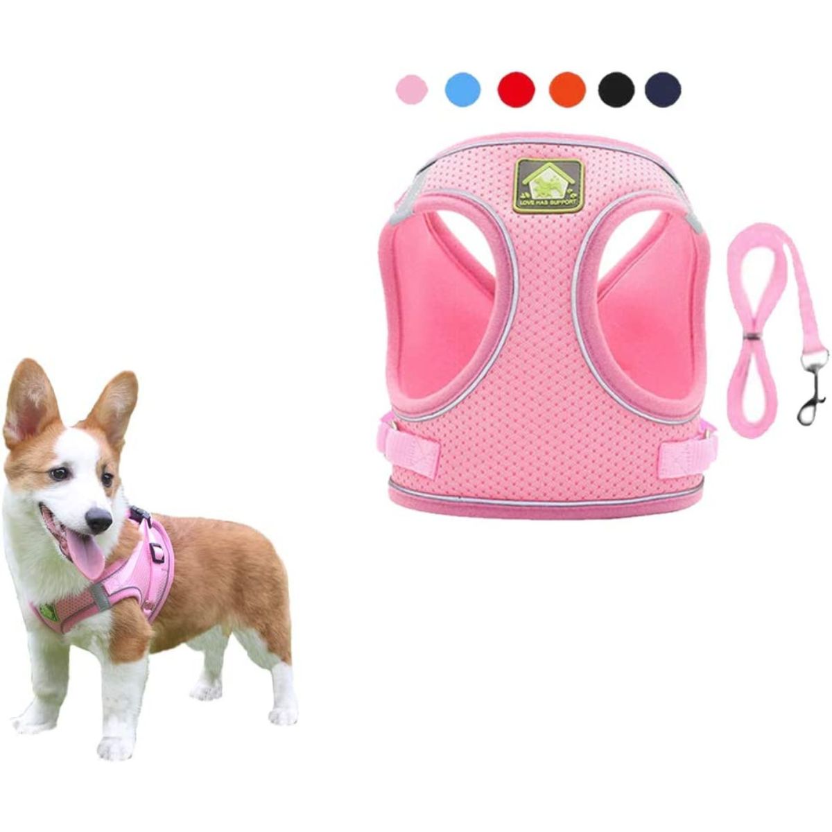 Reflective Dog Harness and Lead Set No-Pull Mesh Puppy Vest