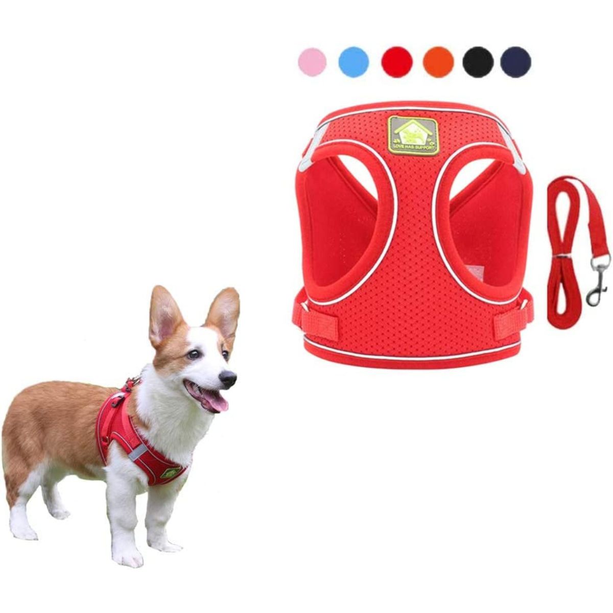 Reflective Dog Harness and Lead Set No-Pull Mesh Puppy Vest