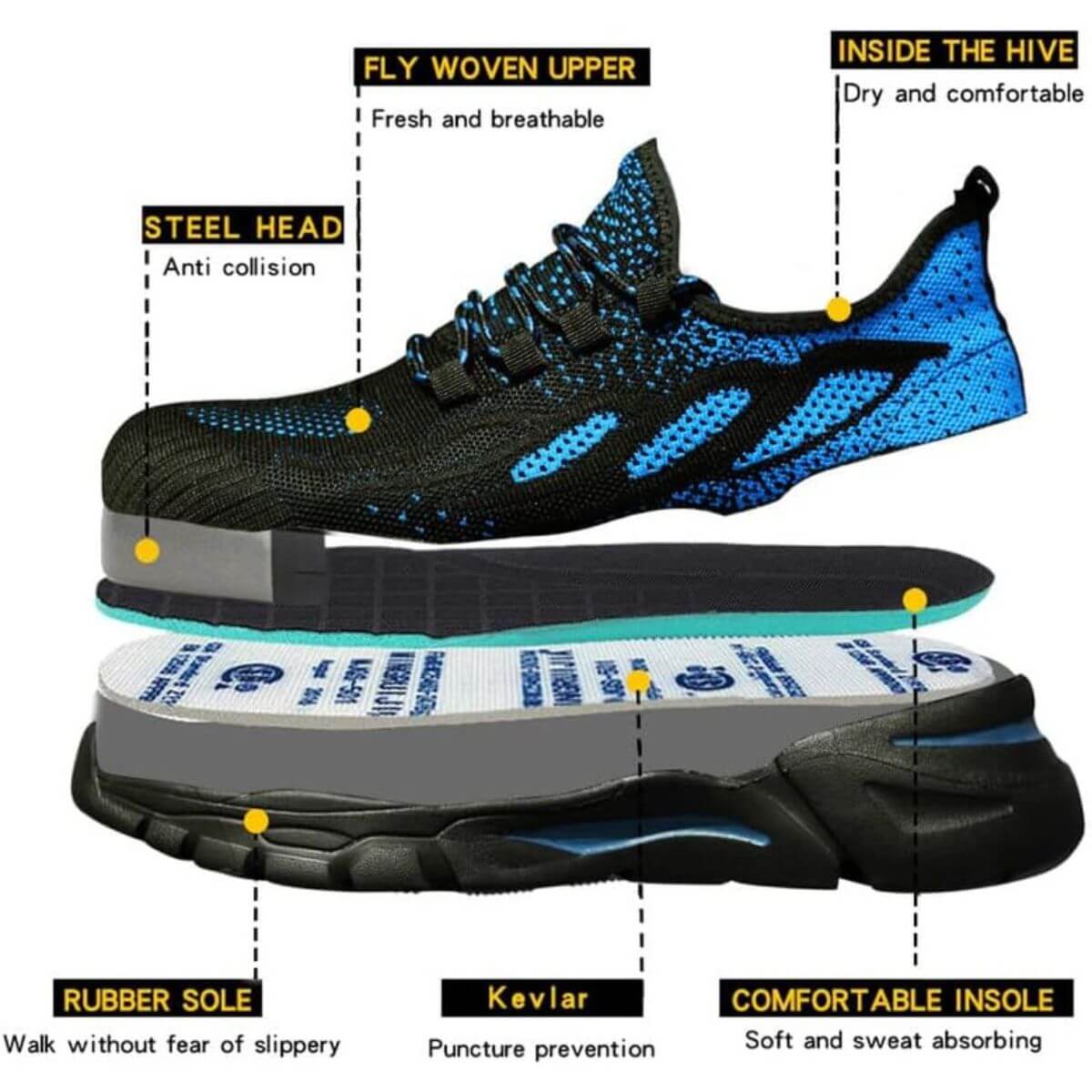 Safety Trainers Lightweight with Steel Toe Cap for Men Women 