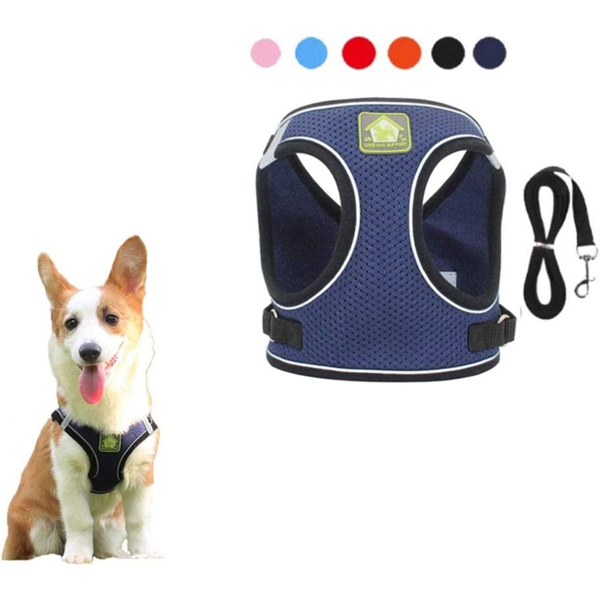 Reflective Dog Harness and Lead Set No-Pull Mesh Puppy Vest