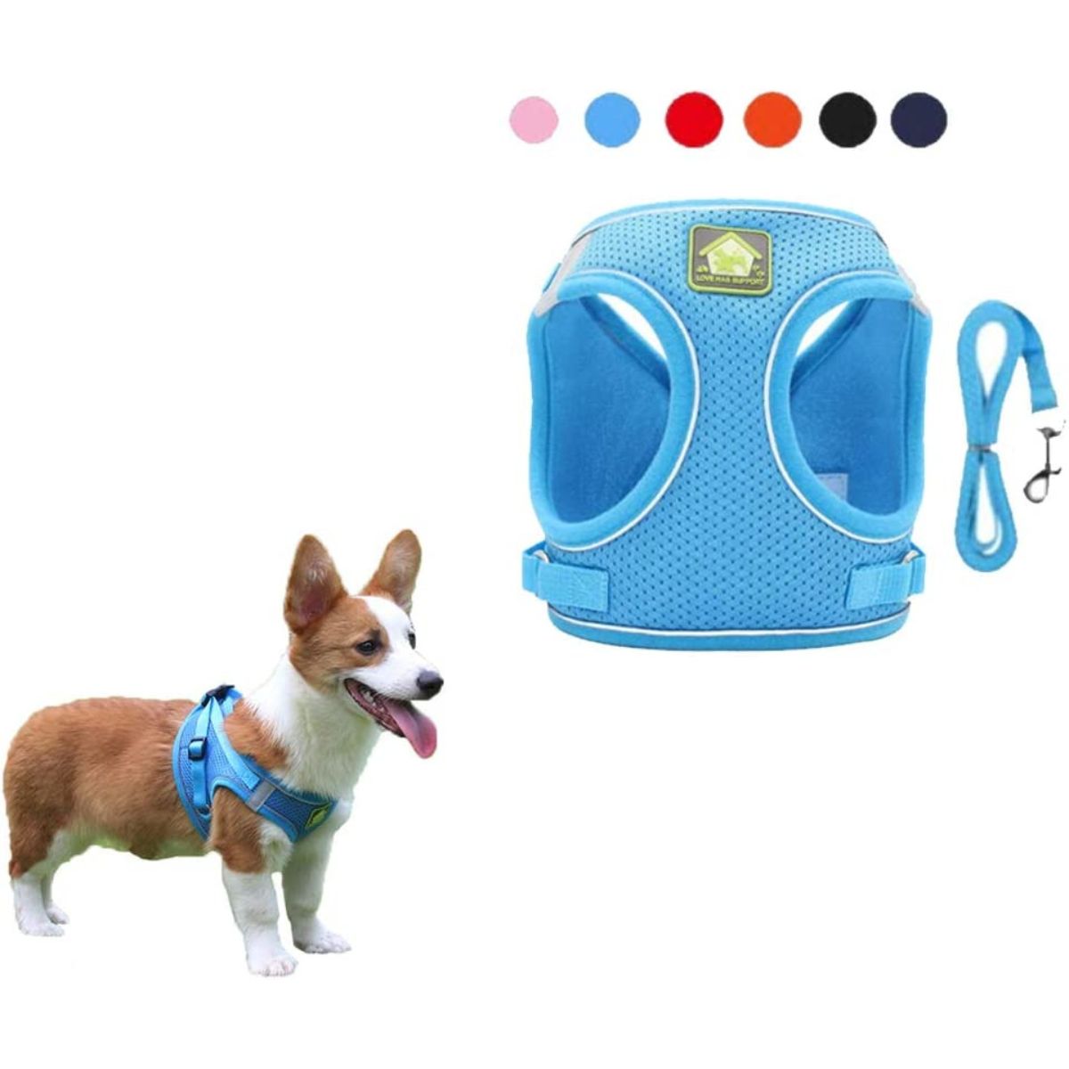 Reflective Dog Harness and Lead Set No-Pull Mesh Puppy Vest